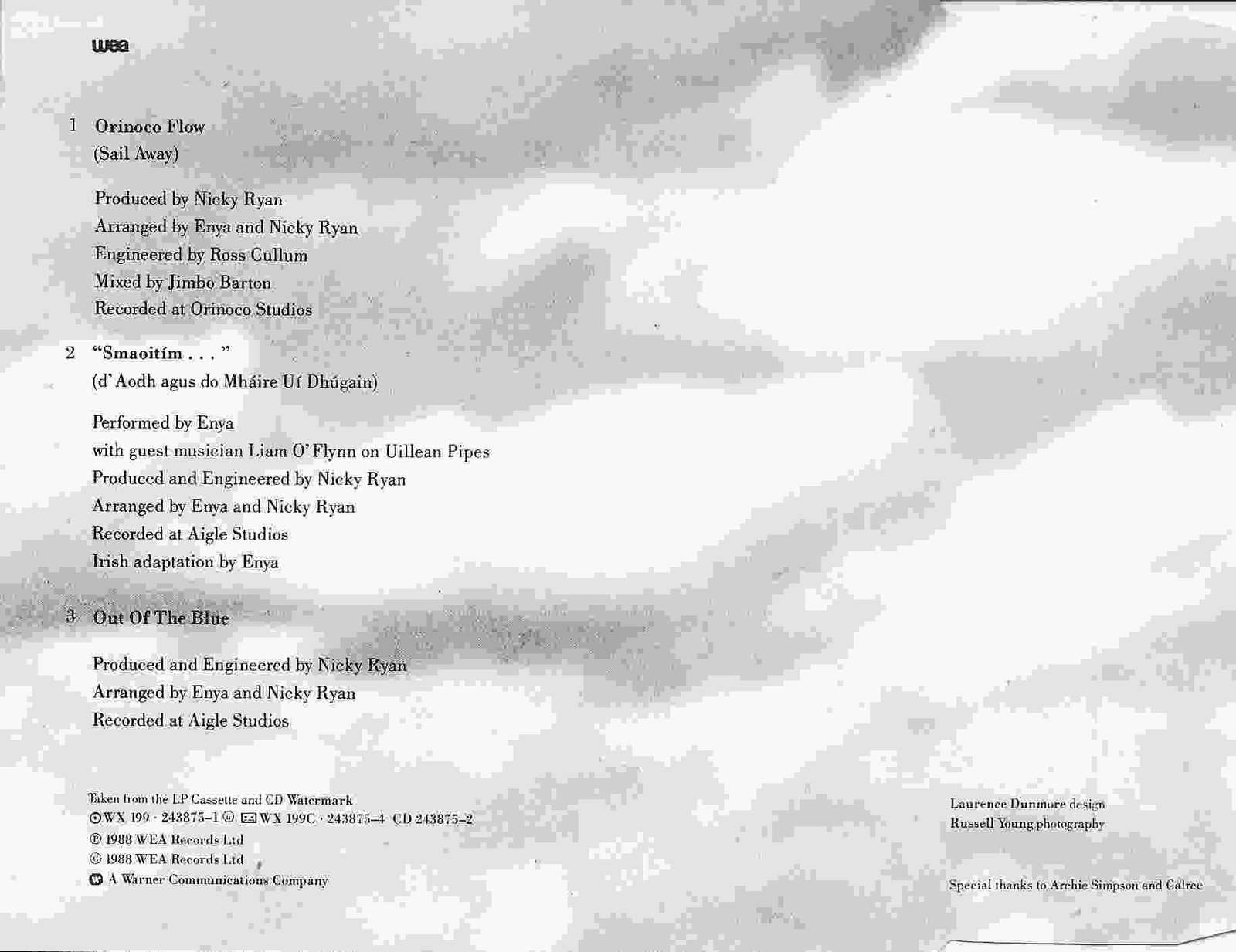 Back cover of YZ 312 CD
